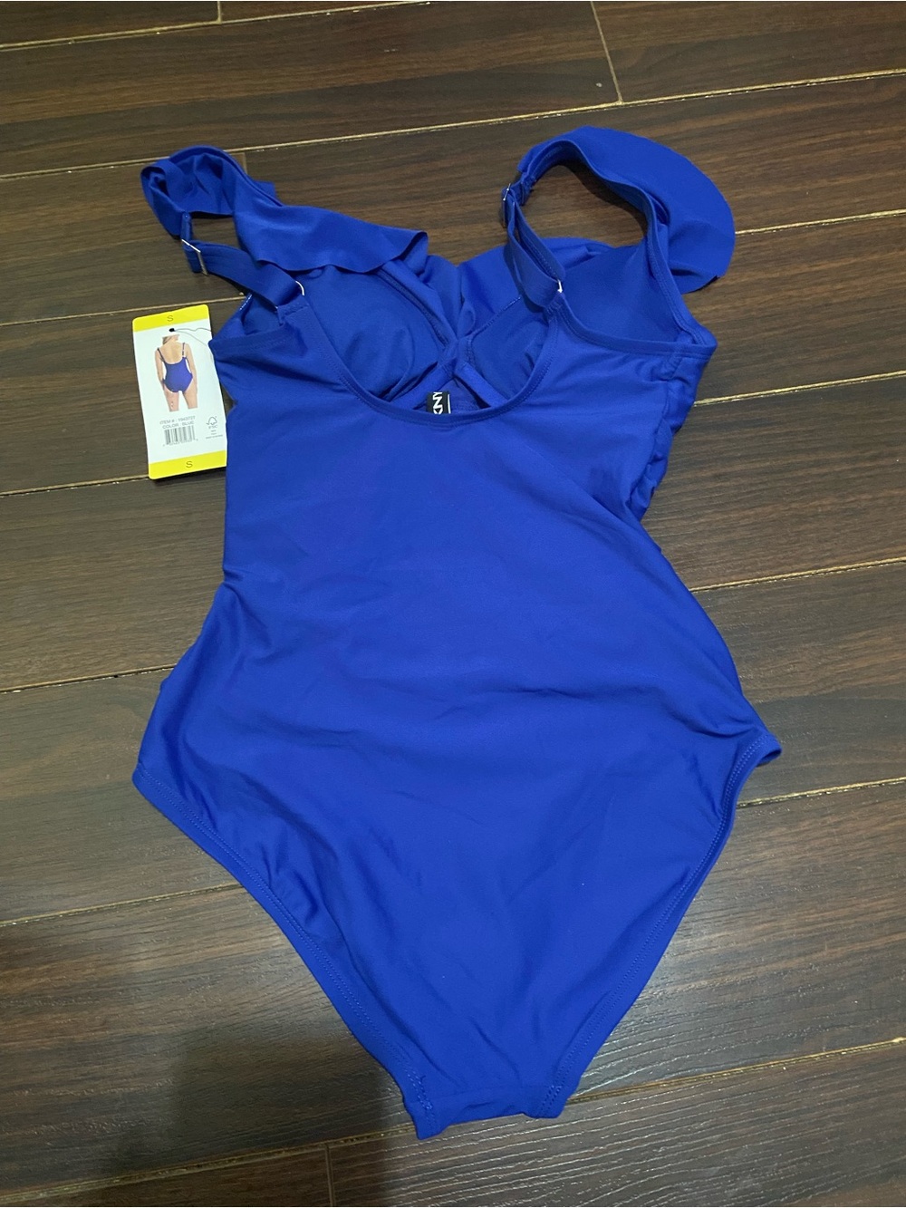 New DKNY Blue Ruffle One Piece Swimsuit Women’s Size S Ruched Tummy Control - Picture 11 of 11